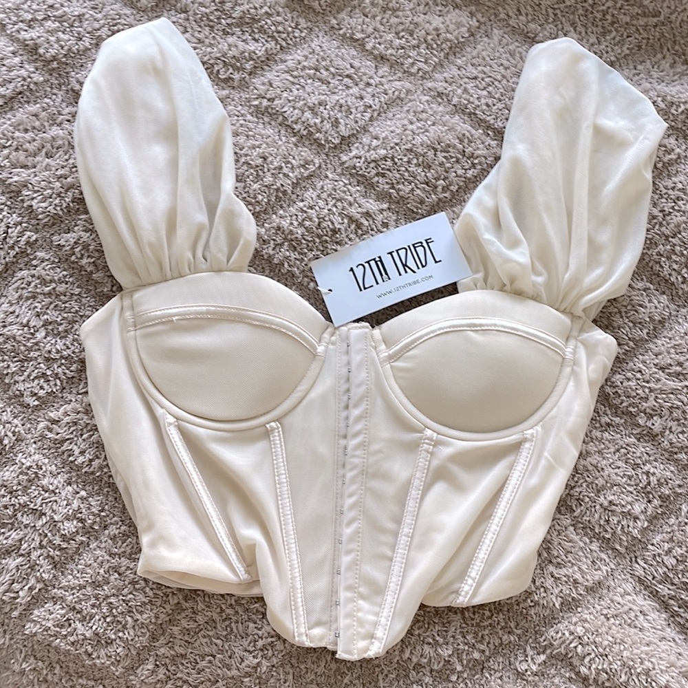 12th Tribe Cream Off The Shoulder Corset Small